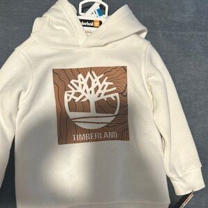 Timberland Off-White Hoodie with Tan Graphic